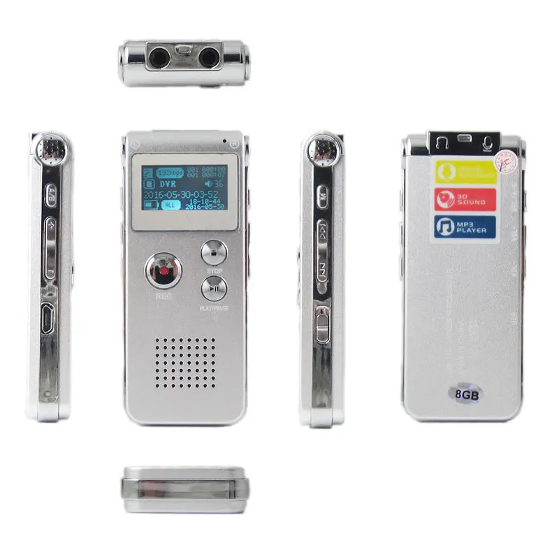 Черный 8 ГБ Высокое Качество Цифровой Диктофон Звук Высокой Четкости Записи