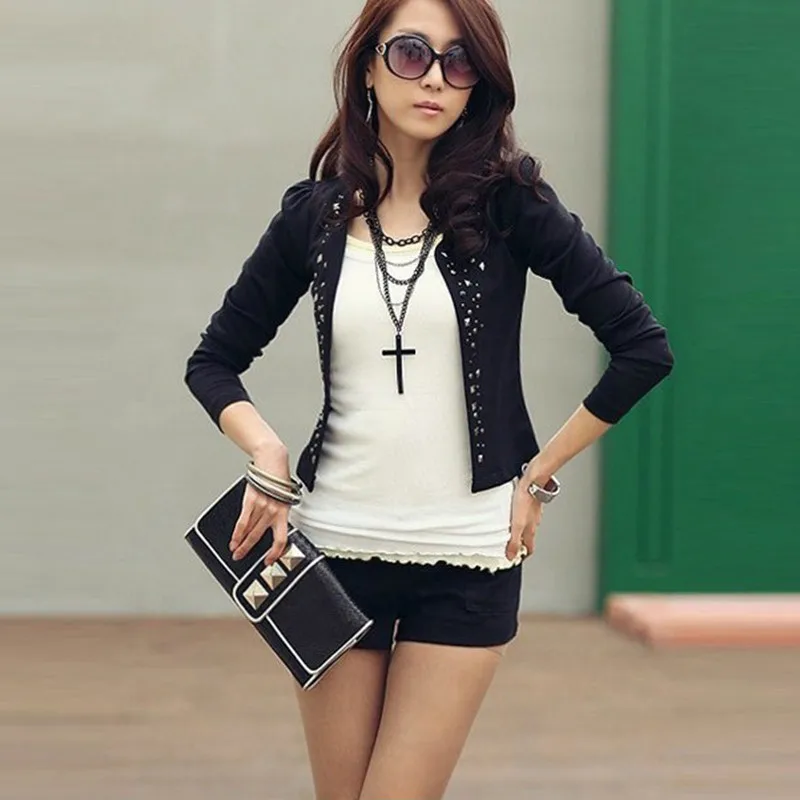 Супер модные крутые женские костюмы с длинным рукавом маленький жакет