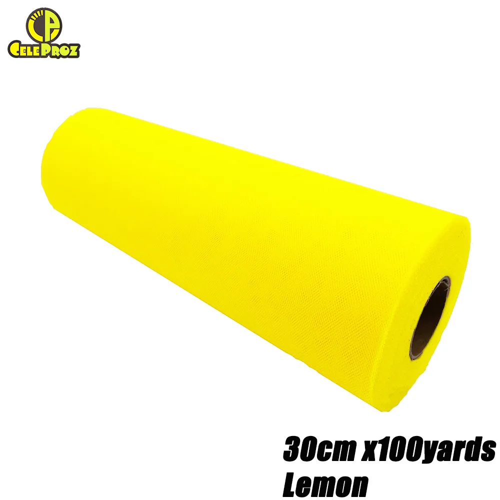 30cm Lemon 30 см 100 ярдов белый тюль рулон Тюль органза Ткань DIY открытый свадьба день рождения Alise Runner центральные украшения принадлежности - Цвет: 30cm Lemon