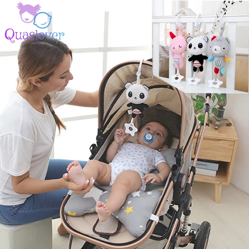 Quaslover Маленькая подвеска для младенцев, мягкая плюшевая игрушка-кровать, подвеска на коляску кроватку, кольцо, погремушка, музыкальная шкатулка для раннего развития