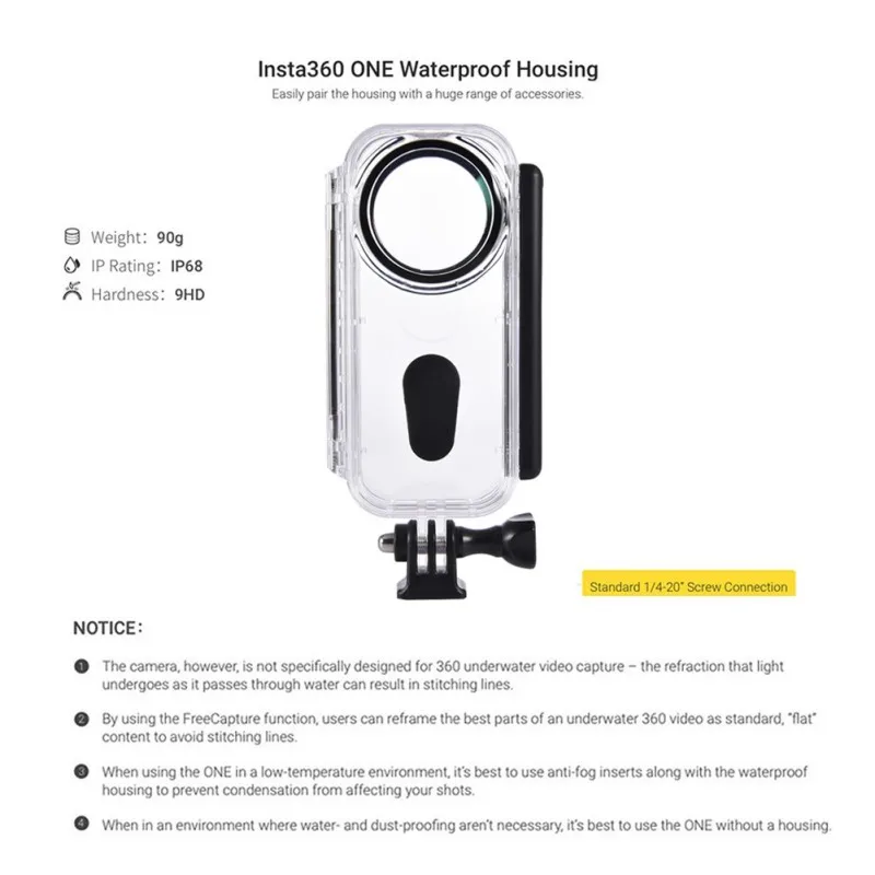 Plastic Waterproof Case For Insta 360 One X Action Camera Underwater Video Protective Housing Water Resistant | Электроника