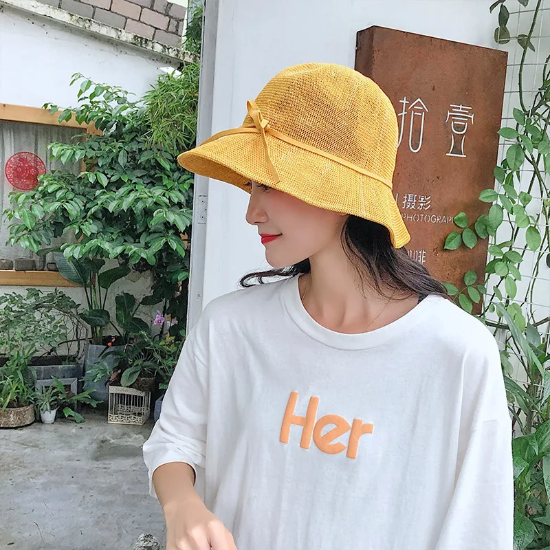 Хлопчатобумажная и льняная Летняя женская Солнцезащитная Рыбацкая шляпа