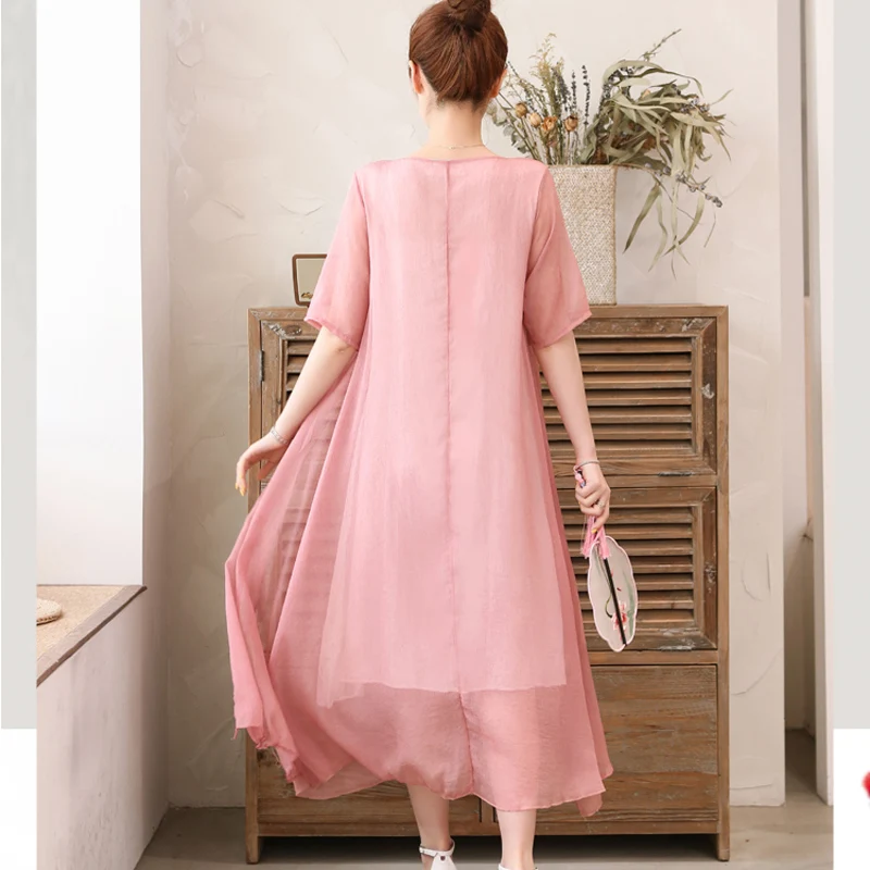 2019 модное летнее платье женское Повседневный свободный цельнокроеный Хлопковое