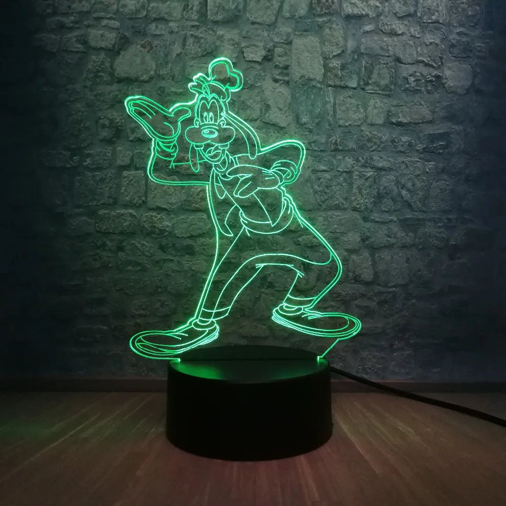 Творческий мультфильм Гуфи 3D светодиодный Ночник светильник RGB многоцветный 7