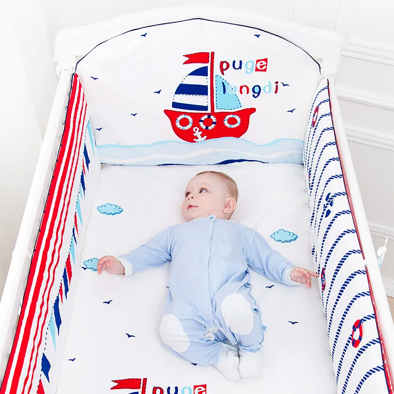 

5 Pcs Cotton Baby Bedding Set Cartoon Crib Bed Bumper For Newborn Kawaii Animal Bed Sheet Infant Crib Bedding Set Baby Organizer