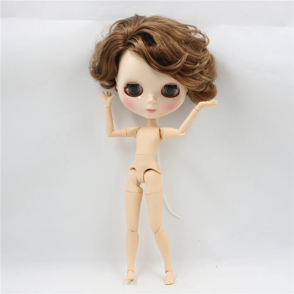Blyth 1/6 кукла обнаженной формы, мужское тело с короткой коричневой стороной, распущенные волосы, глянцевое лицо, 30 см, кукла для мальчика, ледяная, сделай сам, bjd игрушка, подарок № BL9158
