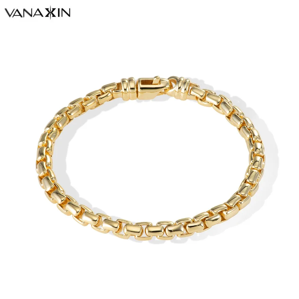 VANAXIN 925 Стерлинговое Серебро Браслеты и браслеты для мужчин классический коробка