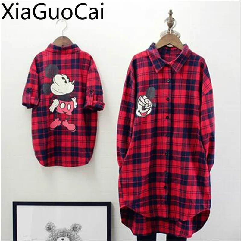 Рубашка в клетку для мам и девочек верхняя одежда родителей детей рубашка