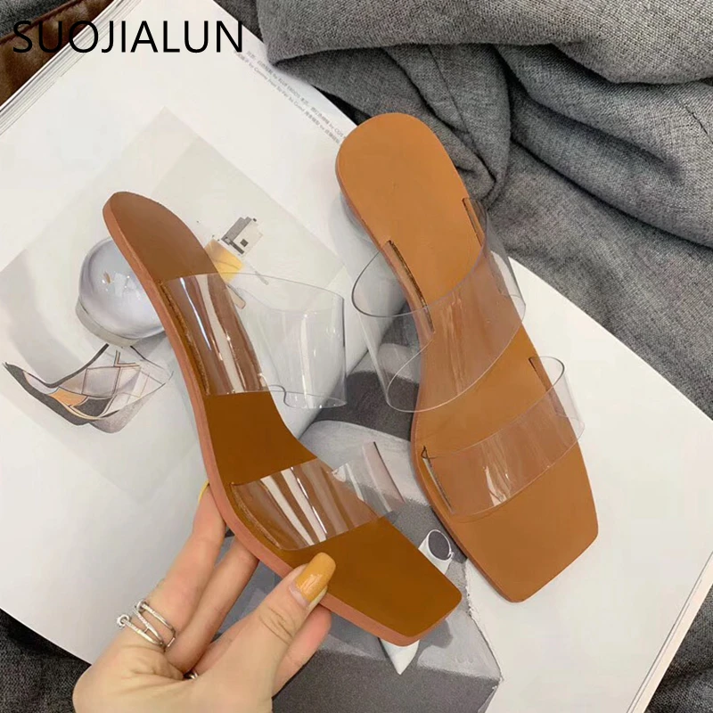 SUOJIALUN 2020 новые Брендовые женские тапочки летние геометрические пляжные