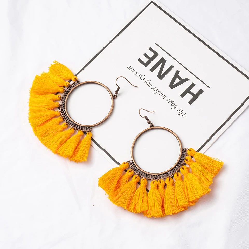 2019 богемные этнические Висячие висячие серьги с кисточками для женщин Boho полые