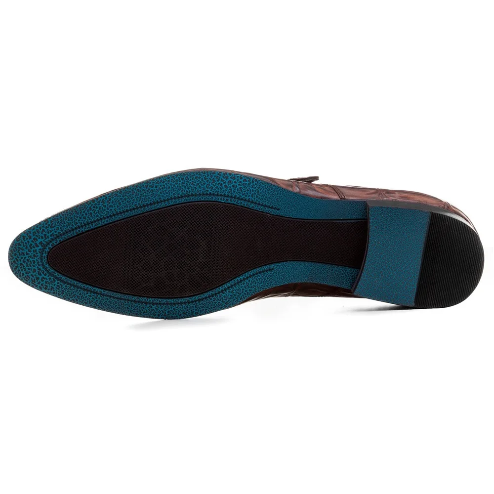 Мужские классические туфли под крокодиловую кожу коричневого/черного цвета