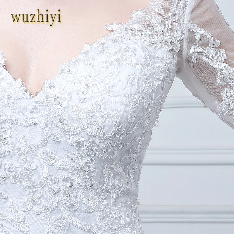 Wuzhiyi vestidos de noiva сексуальное свадебное платье с v-образным вырезом бальное на заказ