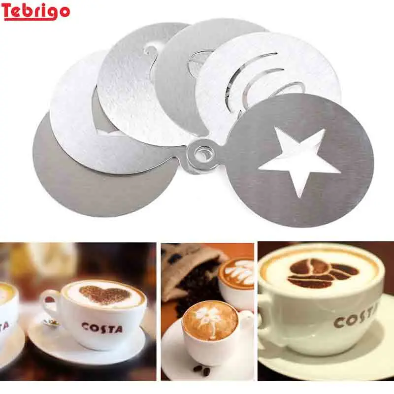 Tebrigo из нержавеющей стали трафарет для кофе металл Шоколад DIY латте Искусство