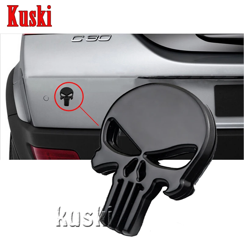 1 шт. Стайлинг автомобиля 3D Череп Скелет металлическая наклейка для Renault Duster Laguna