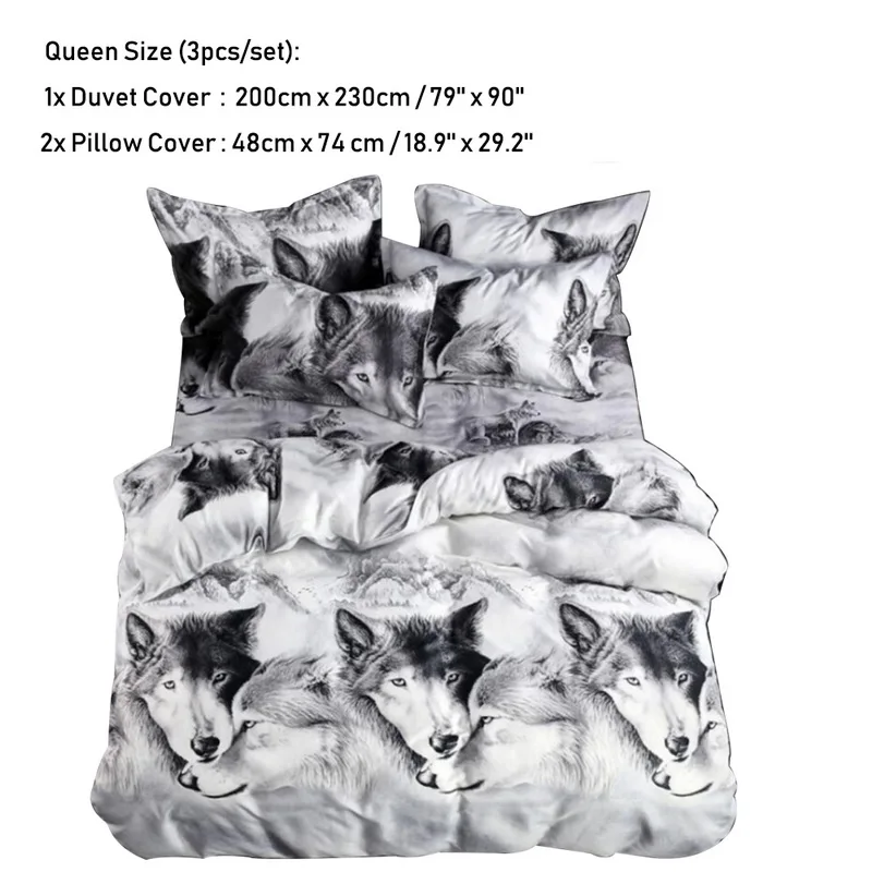 3D комплект постельного белья с принтом волчьего масла роскошное постельное