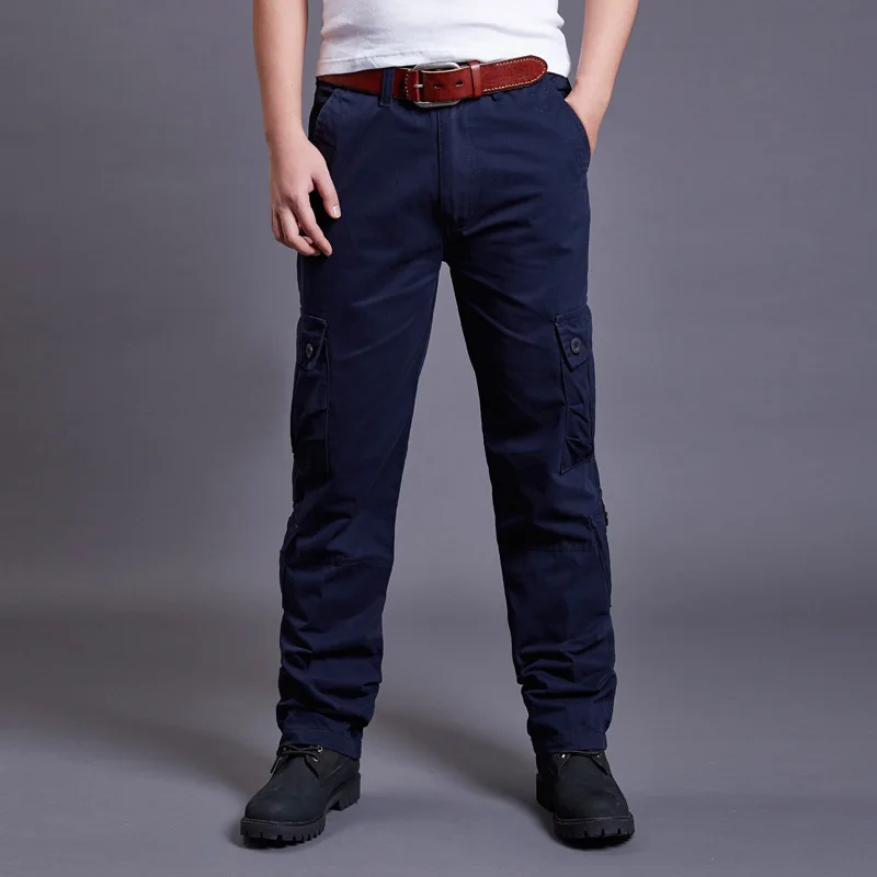 Мужские брюки карго Icpans черные тактические в Военном Стиле с карманами по бокам