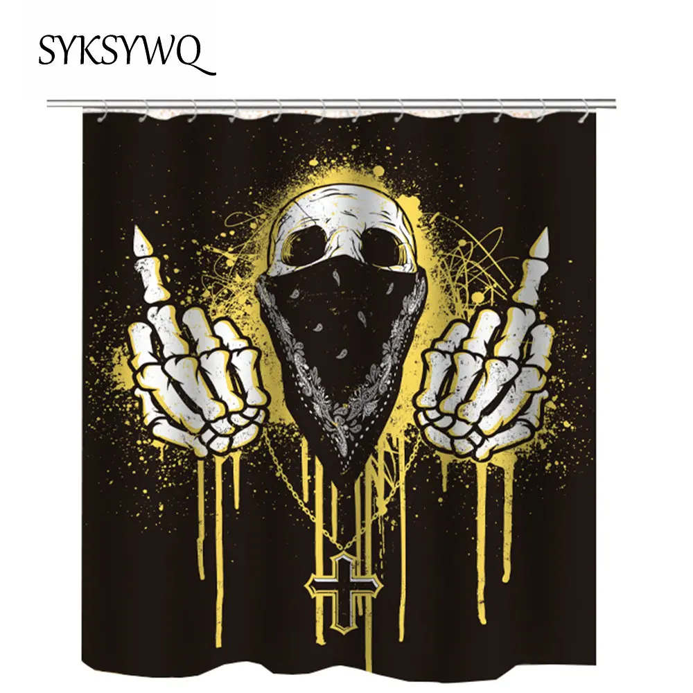 Skull Shower Curtain Purple Flower Mexican Boho Curtains For Bathroom | Дом и сад