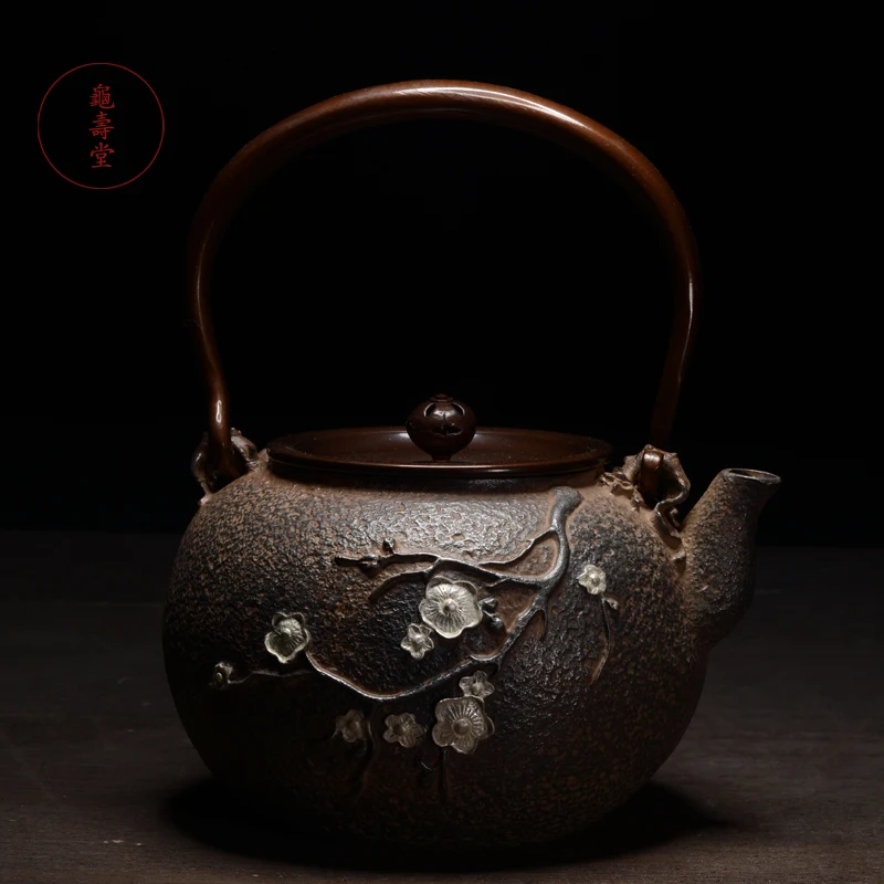 Ретро Изысканный чугун Чай горшок набор японский цветочный узор 1300 мл ручной