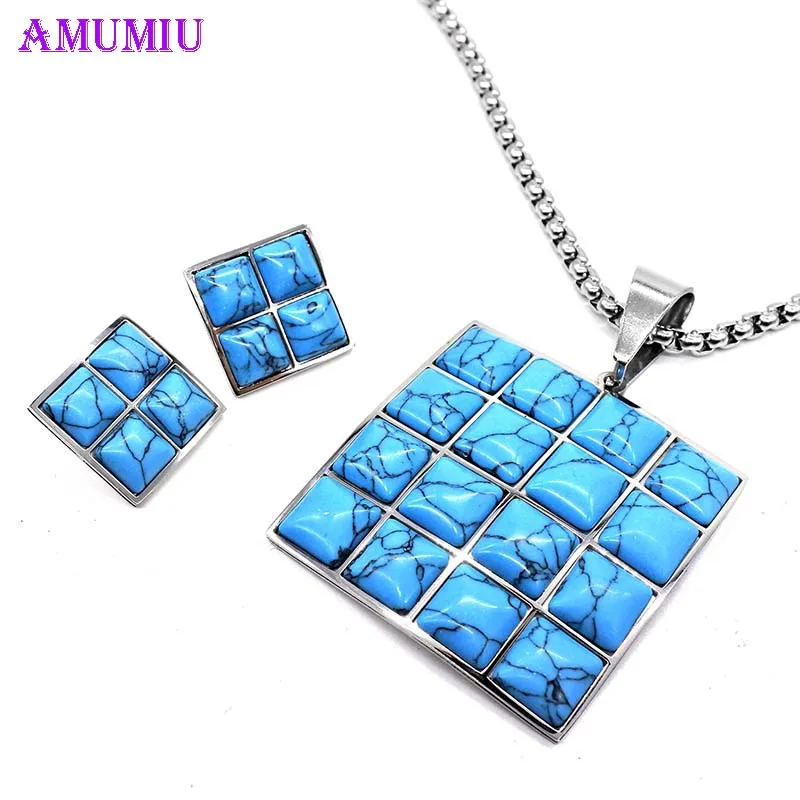 Женский комплект ювелирных изделий AMUMIU египетская королева квадрат синий цвет