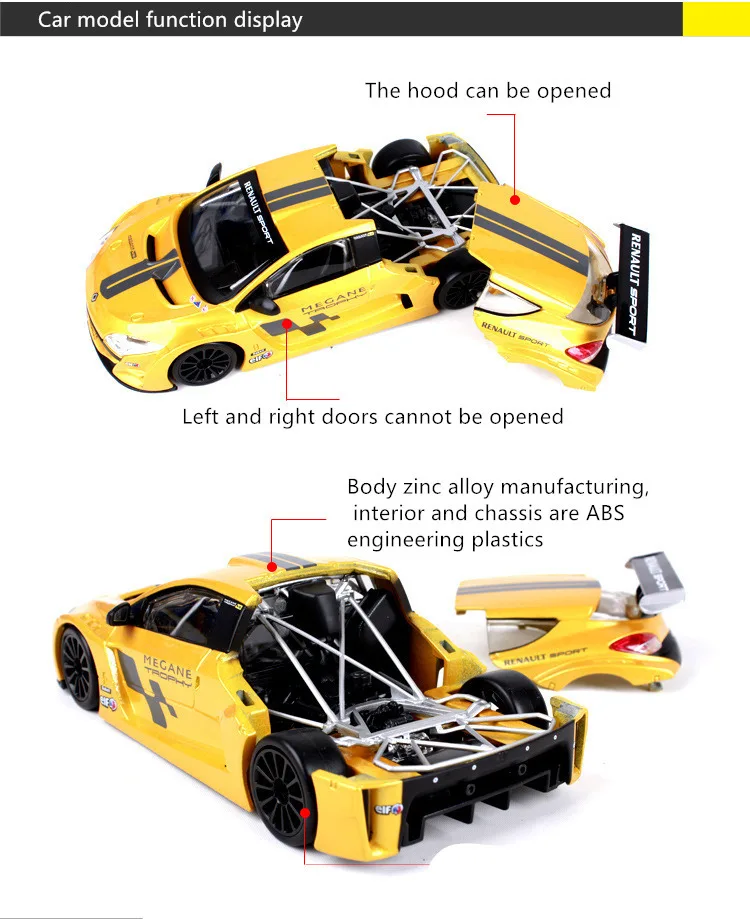 Bburago 1:24 Renault Megane Speedway моделирование сплав модель автомобиля ремесла украшения Коллекция игрушек инструменты подарок