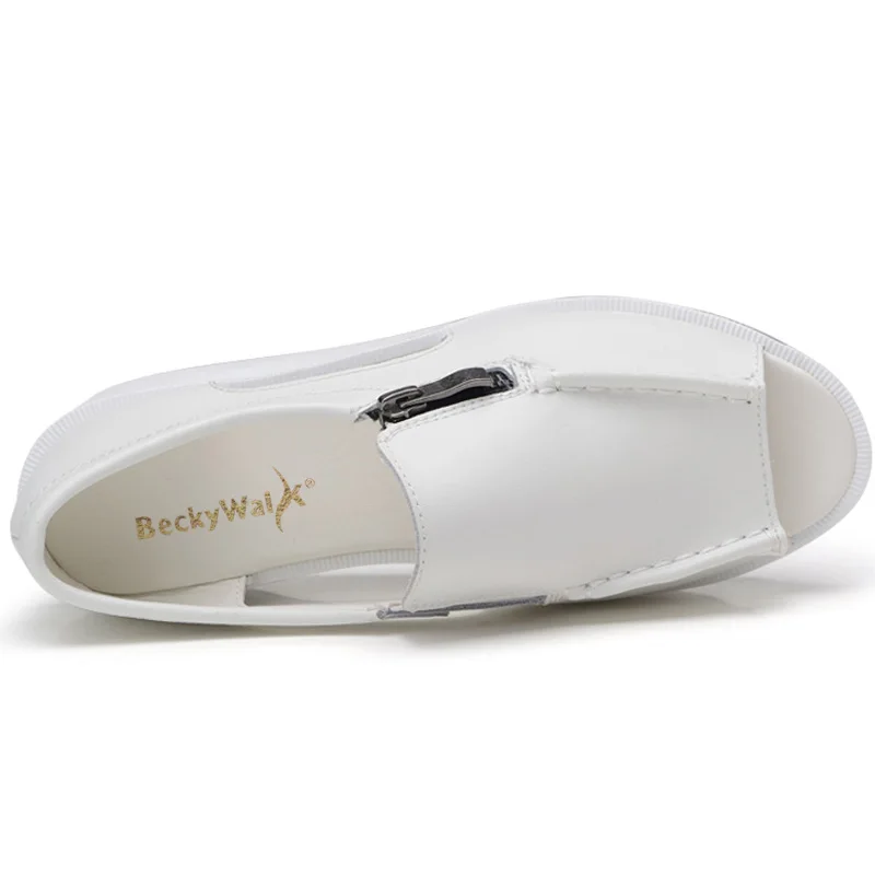 Женские босоножки на платформе BeckyWalk повседневные из натуральной кожи молнии с