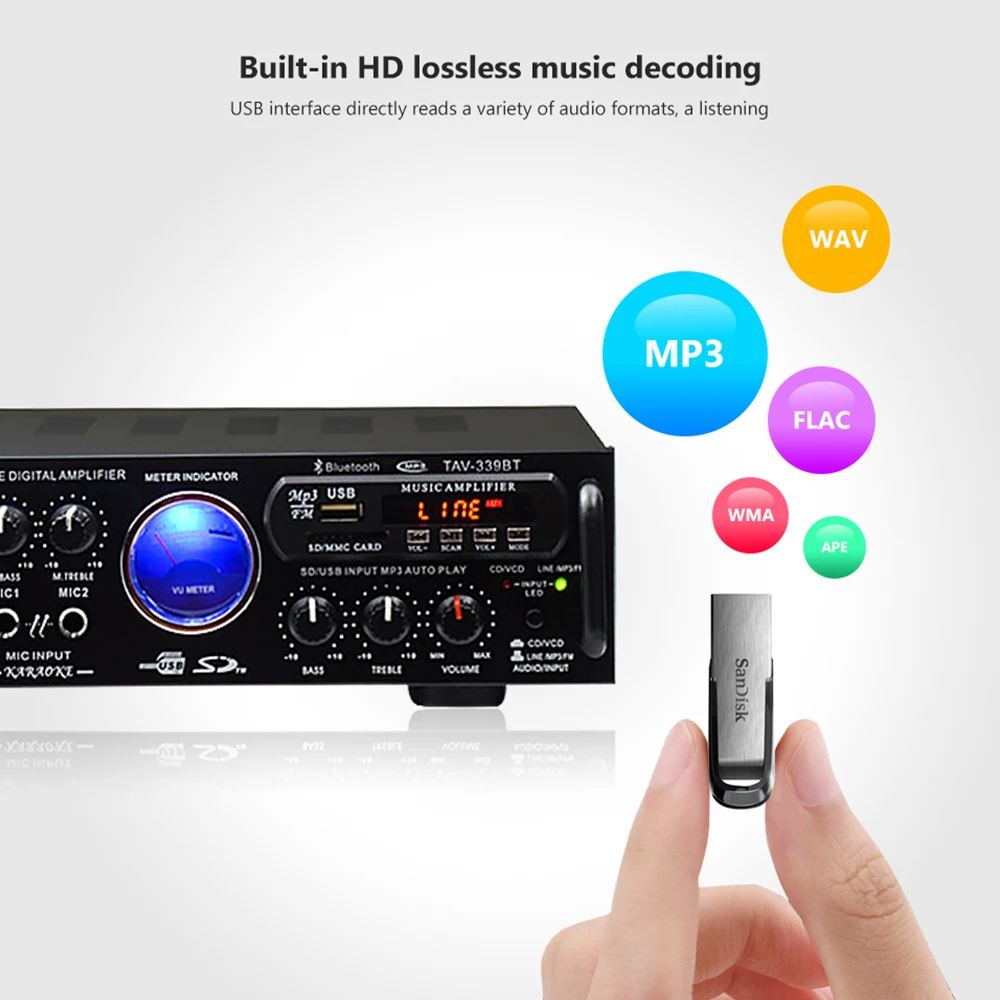 SUNBUCK 2 0 каналов HiFi Bluetooth Стерео AV усилитель домашний кинотеатр аудио Радио