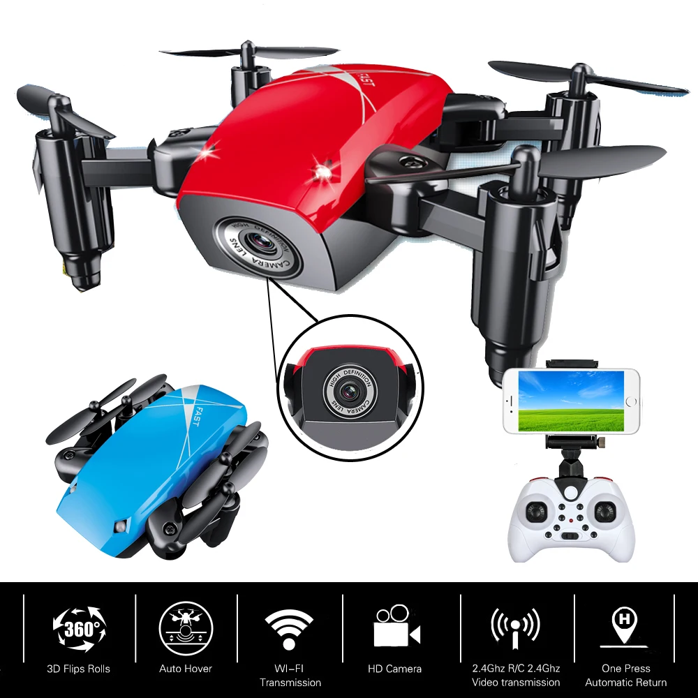 Складной мини Квадрокоптер EBOYU S9HW Радиоуправляемый Дрон Wi Fi FPV камера 0 3 МП с