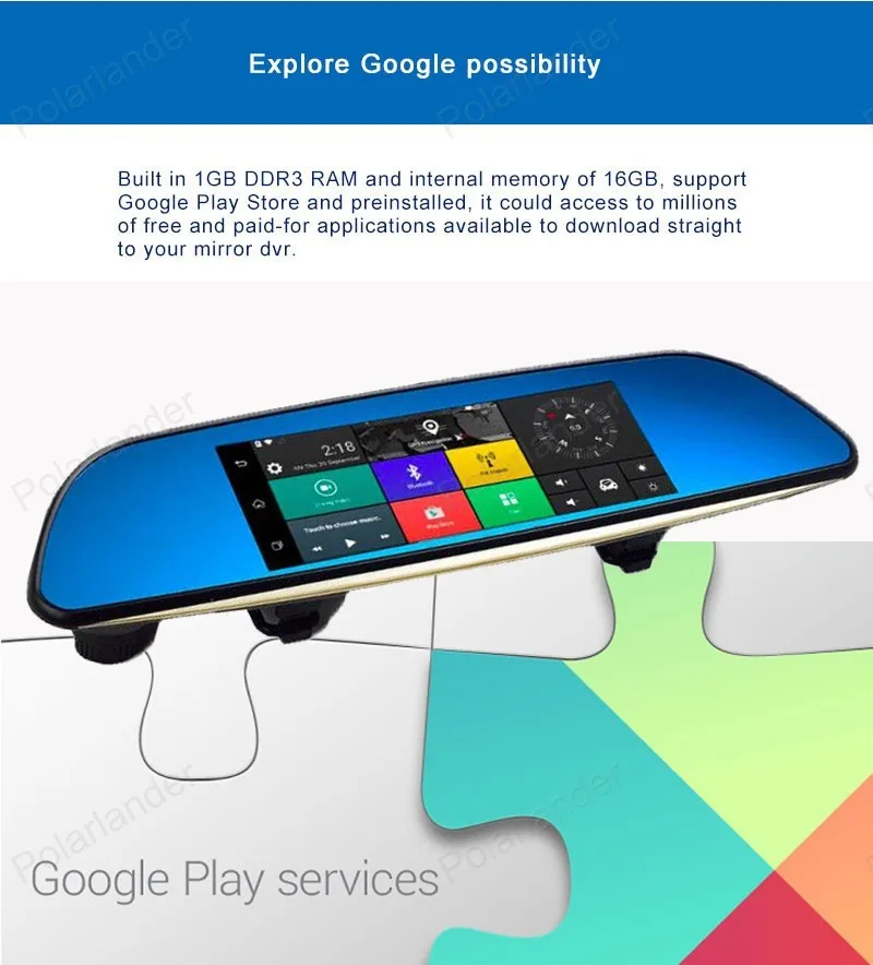 Видеорегистратор 3G автомобильный 7 дюймов Android 5 0 два объектива FHD 1080P Bluetooth Wi Fi FM GPS