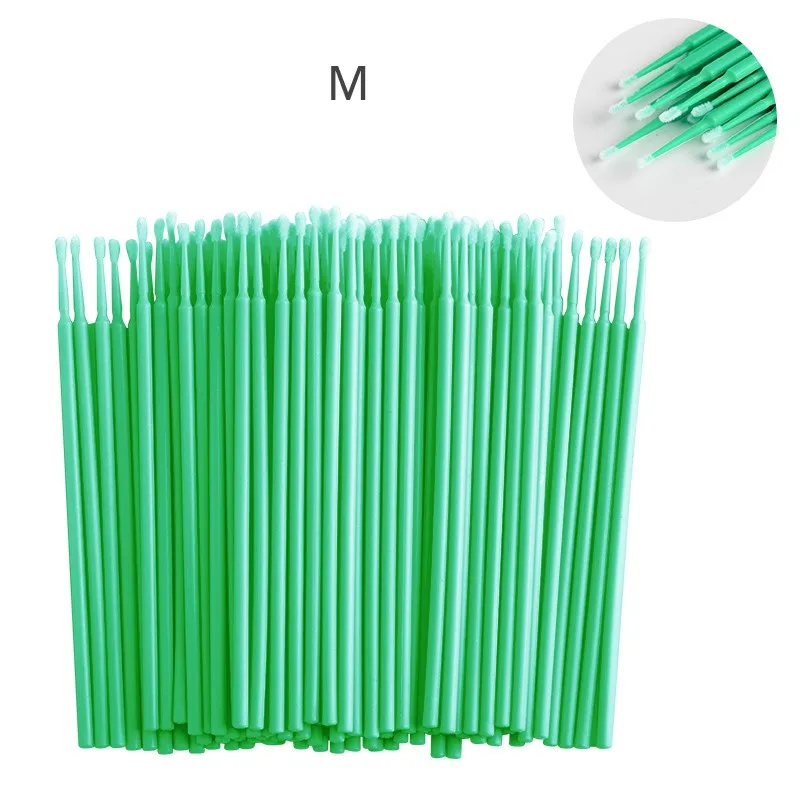 Dark Green M 100 шт./пакет одноразовые MicroBrush ресницы человека Расширение ресницы снятия тампон микро-щётка для наращивание ресниц инструменты - Цвет: Dark Green M