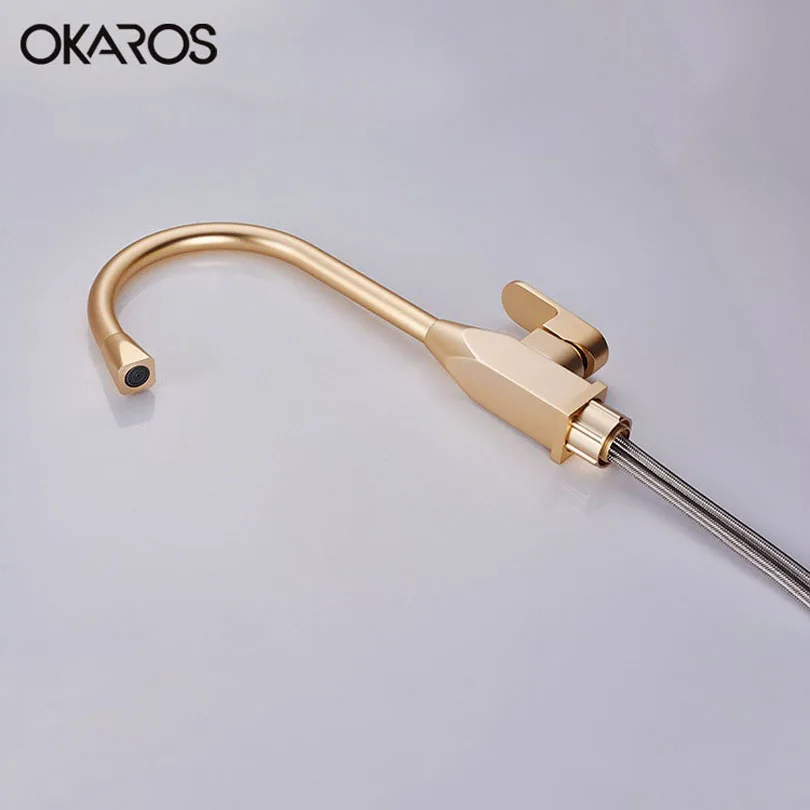 Кухонный Смеситель OKAROS кухонный кран золотого и белого цветов из алюминия одна