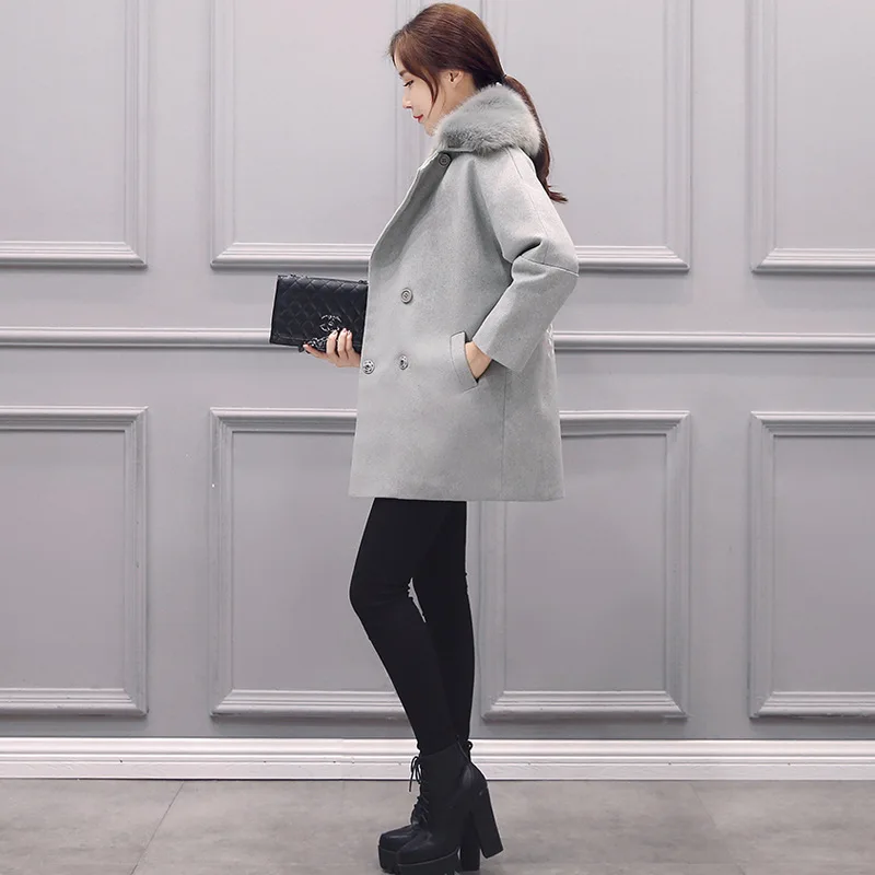 Office Lady Women Winter Wool Blend Coat Slim Covered Button and Jacket Regular Outerwear | Женская одежда