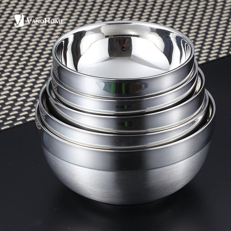 Китайская миска для риса VandHome из нержавеющей стали 304 с крышкой кухонная