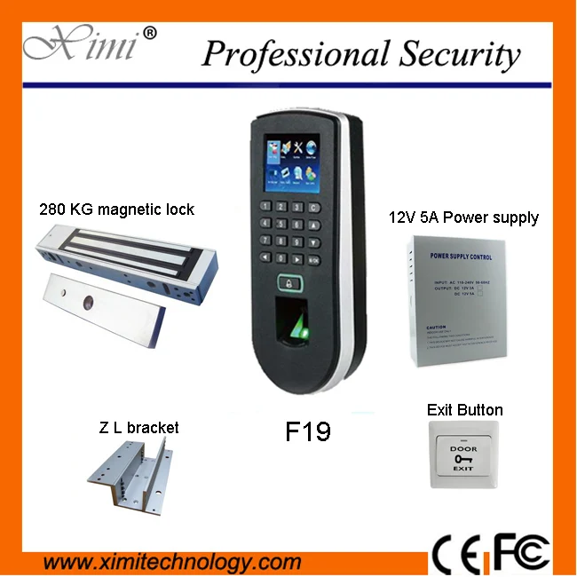 ZK F19 Kit независимый отпечатков пальцев доступа Управление и время дверь