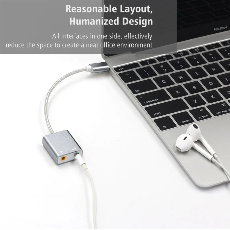 Звуковая карта 7 1 для Macbook внешняя звуковая Usb Type C интерфейс USB 3 5 мм аудио разъем