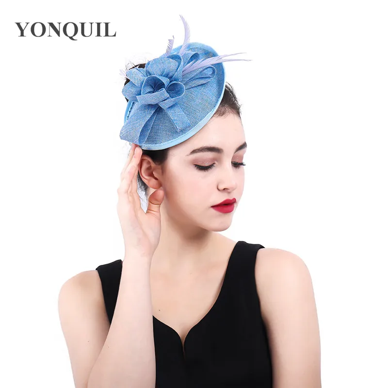 Женский фасцинатор Light blue Bridal из искусственного синамая для мероприятий и свадебной церемонии, на Кентукки Дерби, церковную свадьбу, на вечеринку и скачки.