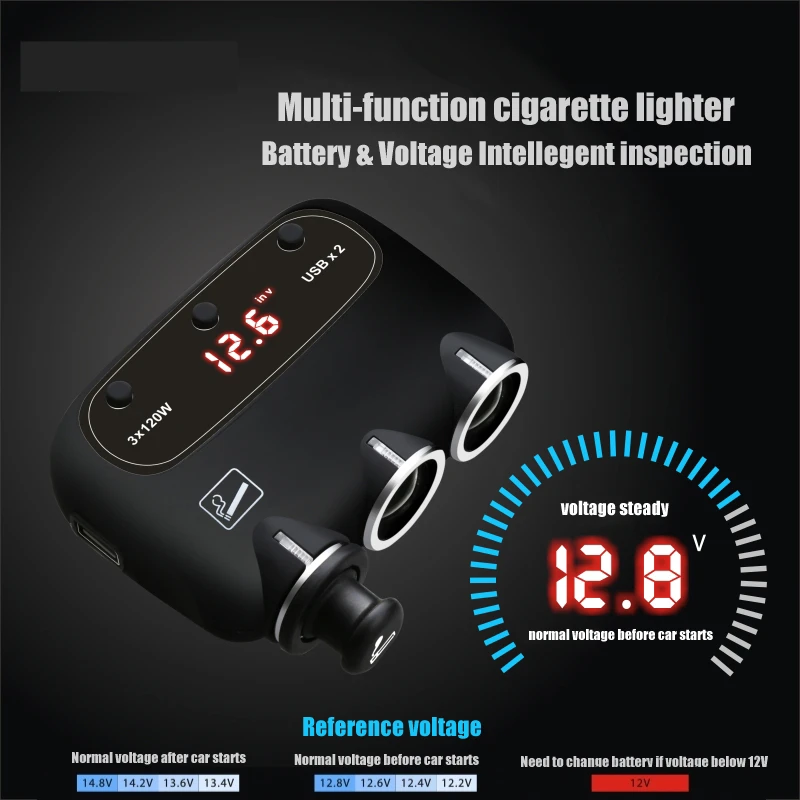 2 USB 3 Way с переключателем 2.4A + розетка для автомобильного прикуривателя