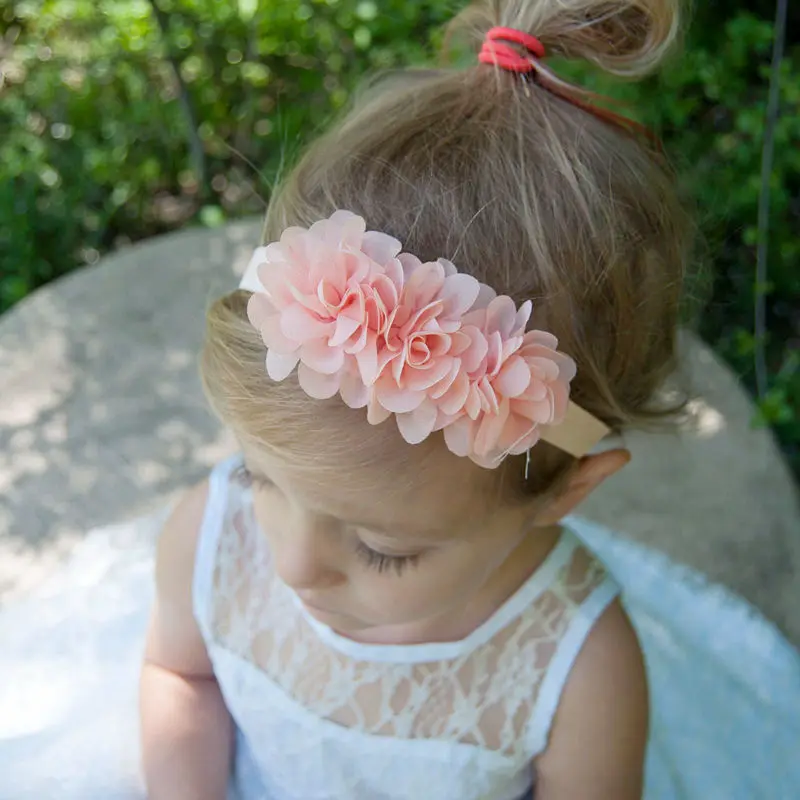 Naturalwell Baby girls Flower Headband Chiffon Flowers Headbands 2&quot Tulle Puff Head wear Photography props 1pc HB330 | Детская