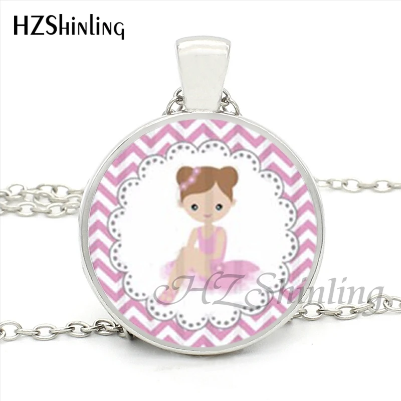 5 HZShinling HZ1-MINI-0043 Новинка, балерина, девушка, ожерелье, стеклянный кабошон ручной работы, танцующая девушка, цепочка, ожерелье для женщин - Окраска металла: 5