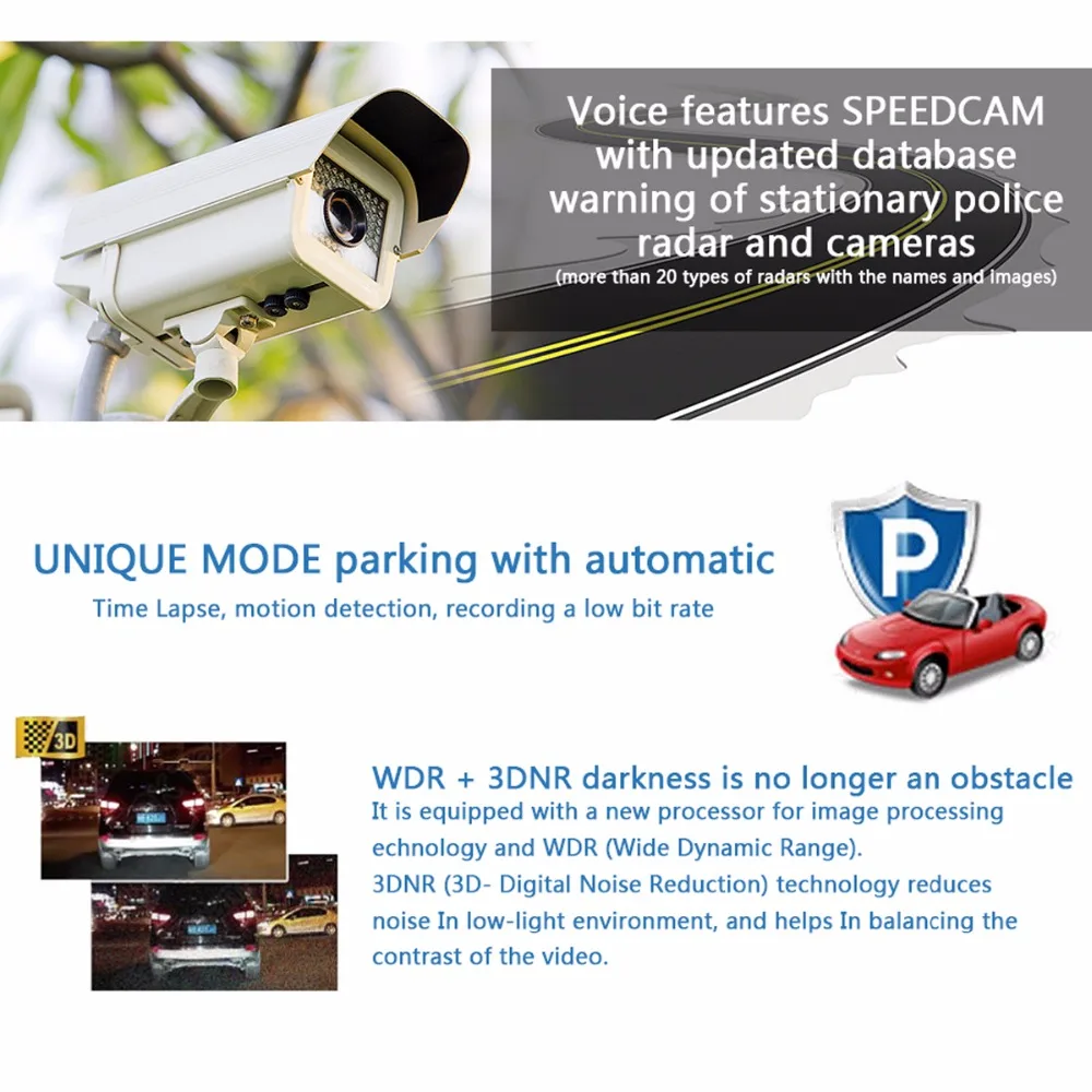 Junsun A99 Автомобильный видеорегистратор Камера Ambarella A7 с GPS Logger регистраторы Full HD 1080