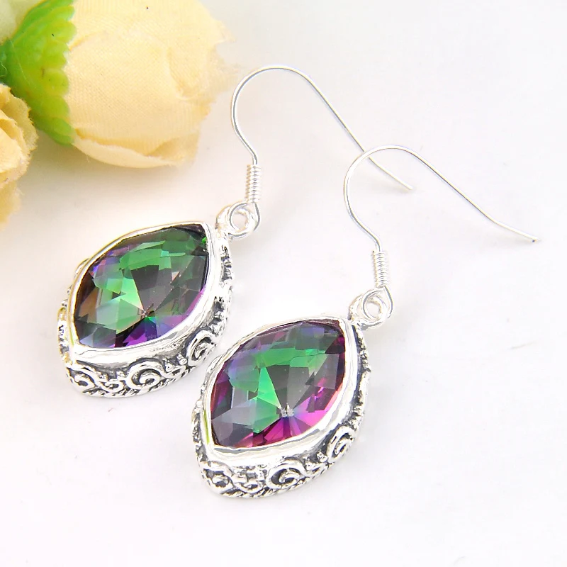 Сумасшедший новинка винтажный стиль серьги радуга мистик топаз сережки для