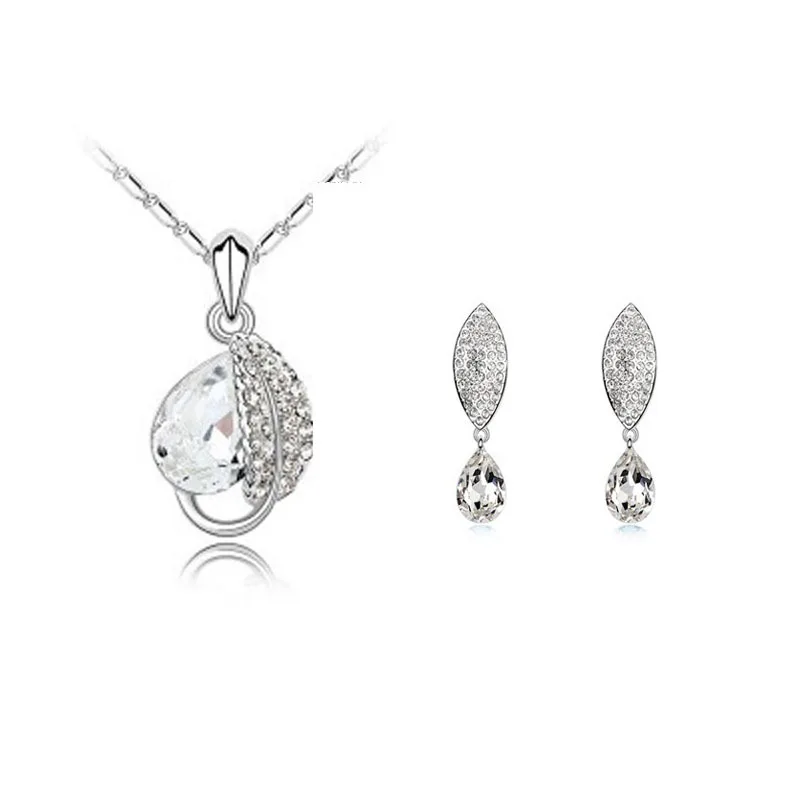 Женский ювелирный комплект из колье и серёг с австрийским кристаллом|party jewelry