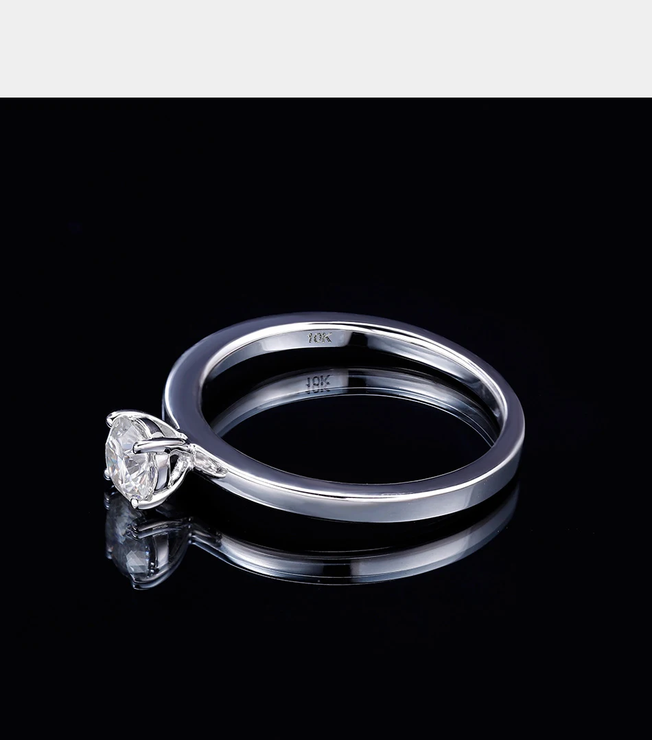 GEM'S балетные костюмы 10 к белое золото кольцо обещания D Цвет VVS 5 мм 0.5Ct Муассанит солитер обручальное кольцо для женщин ювелирные украшения
