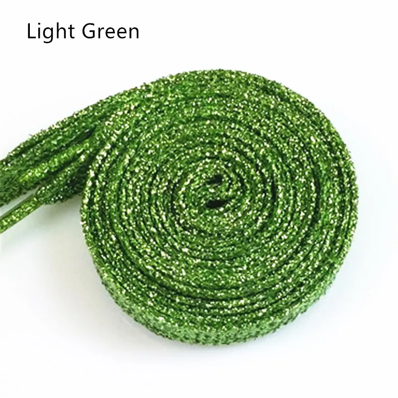 Light Green-9 1 пара глянцевый золотистый Серебристый шнурки блестящие плоские шнурки блестящие шнурки цветные мерцающие шнурки 110 см - Цвет: Light Green-9