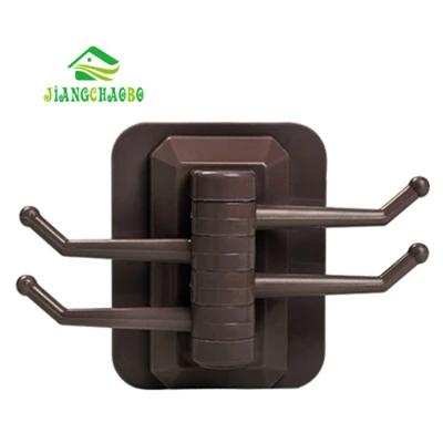 Coffee JiangChaoBo многоцелевой поворотный крючок для кухни, бесследный для ванной с настенным креплением, не забивающий крючок, вешалка для полотенец - Цвет: Coffee