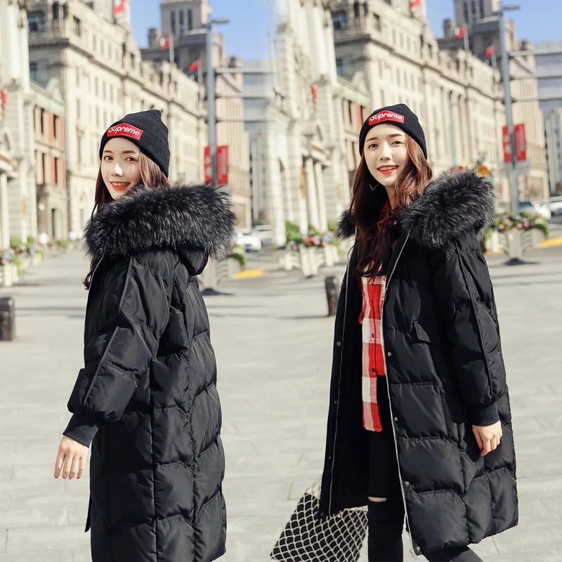New Parka Winter Down Jacket Woman Hooded Coat Plus Size White Duck Overcoat Big Fur Collar Women Clothes Long coat LQ458 |