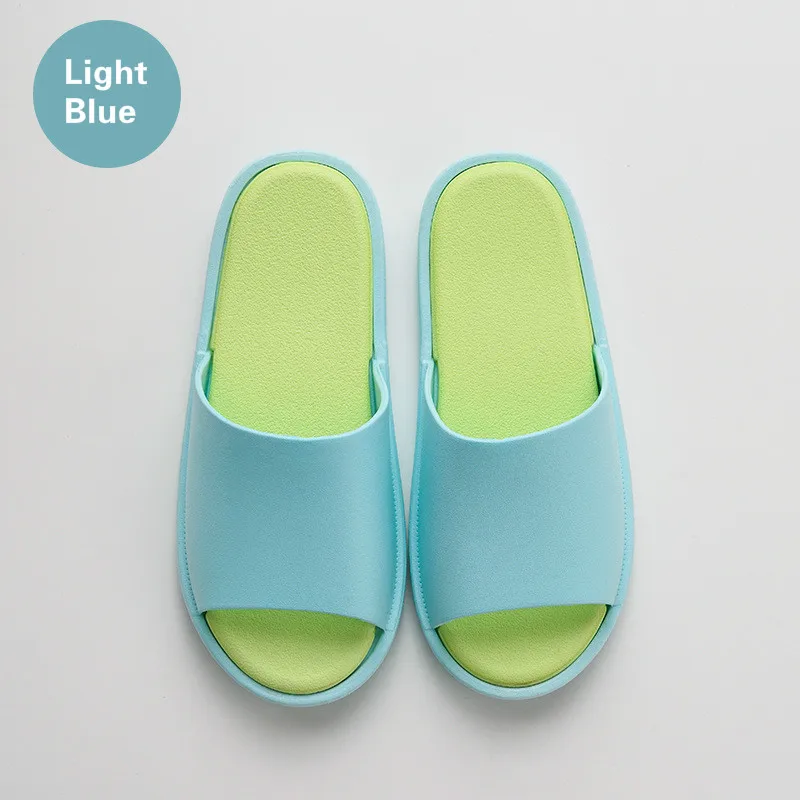 Light Blue Модные летние тапочки мужские Нескользящие домашние тапочки унисекс цветные мягкие Тапочки для ванной мужские кандалы - Цвет: Light Blue