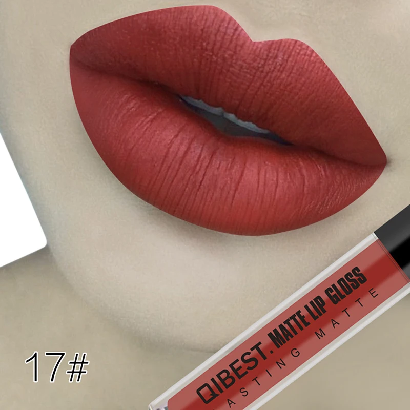 17 Qibest Matte Lipstick Liquid Nude Batom Mate Makeup Waterproof Liquid Lipstick Long Lasting Lip Tint Matte Cosmetic No-stick Cup - Цвет: 17
