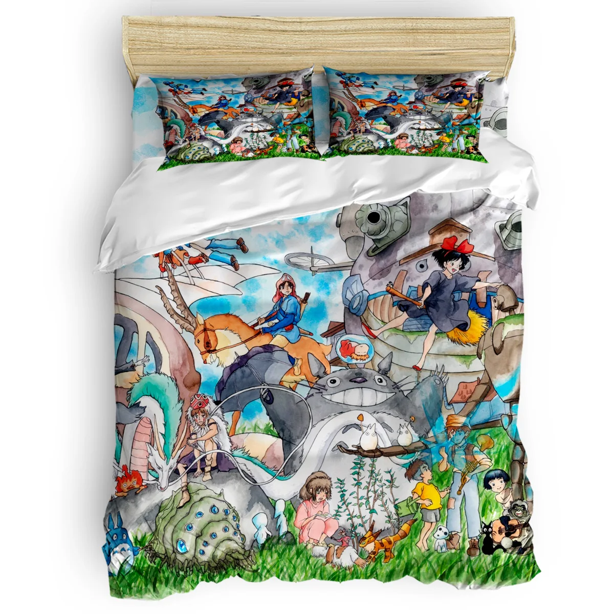 Kawaii Ghibli набор пододеяльников для пуховых одеял Мультяшные простыни пододеяльник