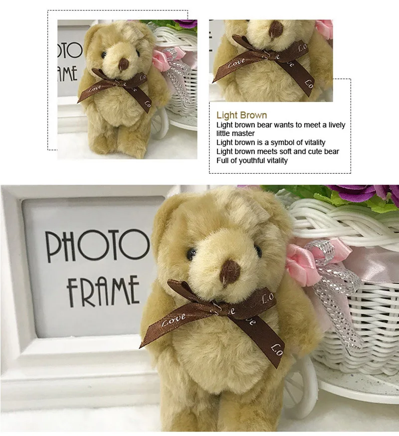Light Brown Милый медведь плюшевые игрушки цветы медведь 13 см мягкие игрушки для детей плюшевая кавайная игрушка общий медведь мягкие животные детские подарки J08601 - Цвет: Light Brown