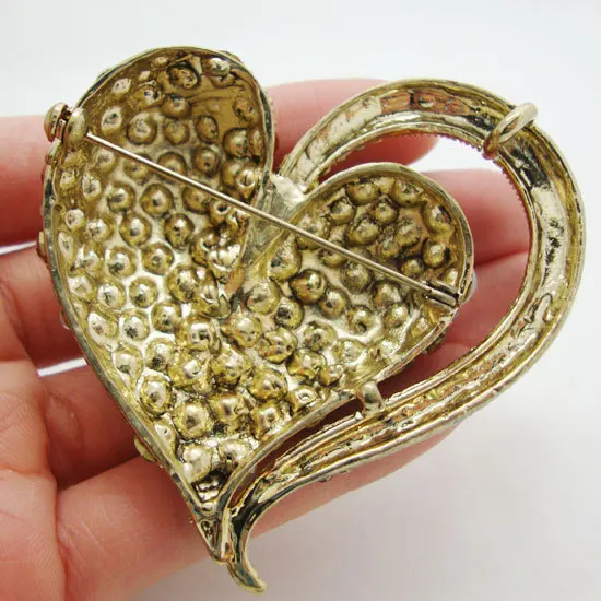 Новая Элегантная Брошь в стиле ретро с подвеской виде сердца коричневого цвета |